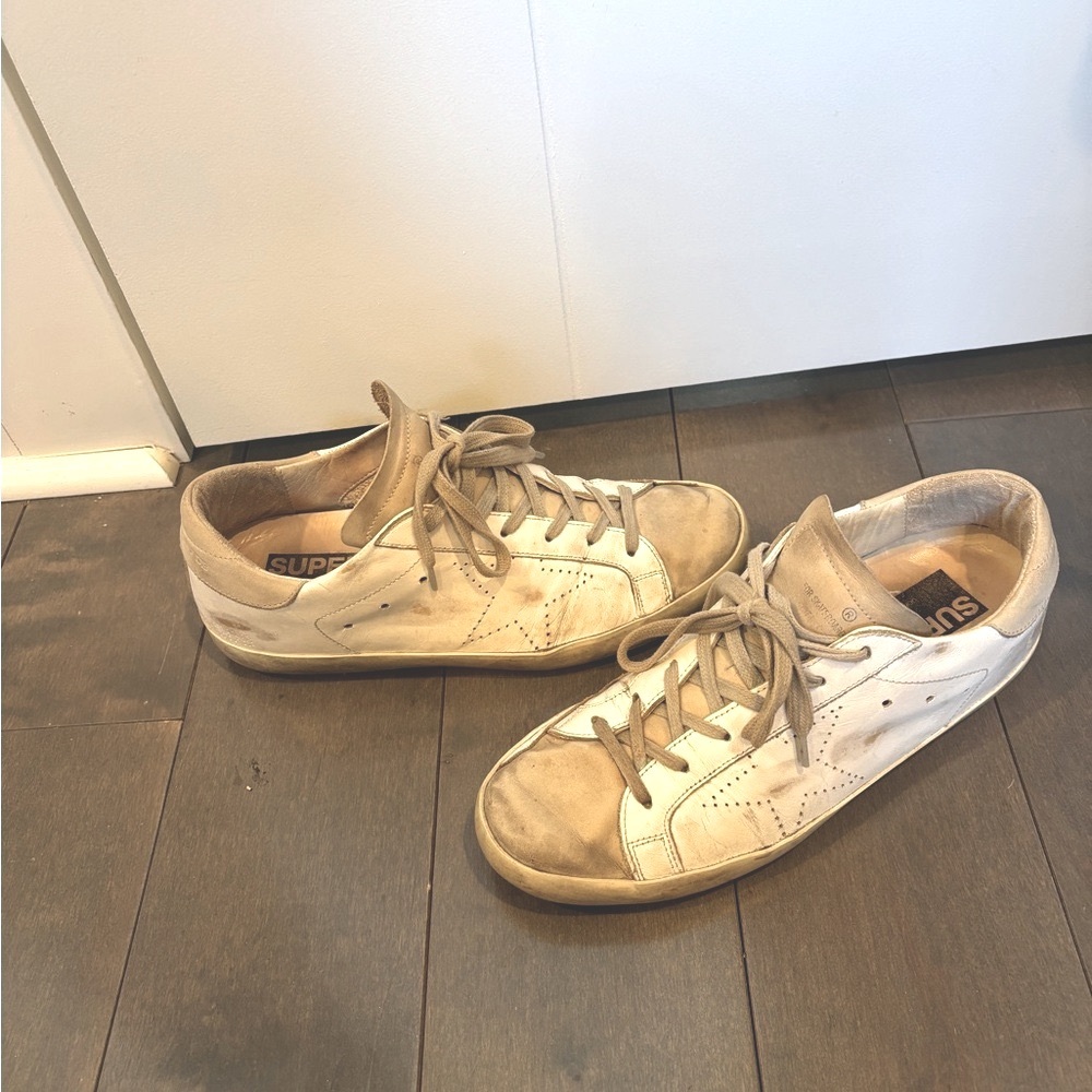 Golden goose Superstar White and Tan Sneakers
